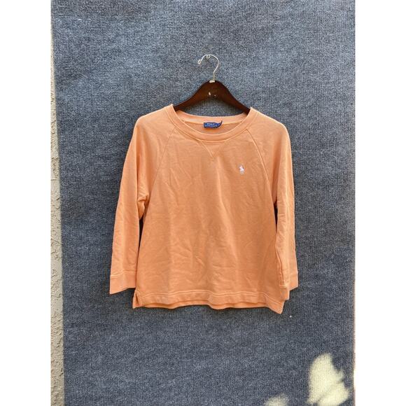 Polo Ralph Lauren Sweater Mens Medium Orange Crewneck Pullover Pony Logo Classic - Picture 1 of 10